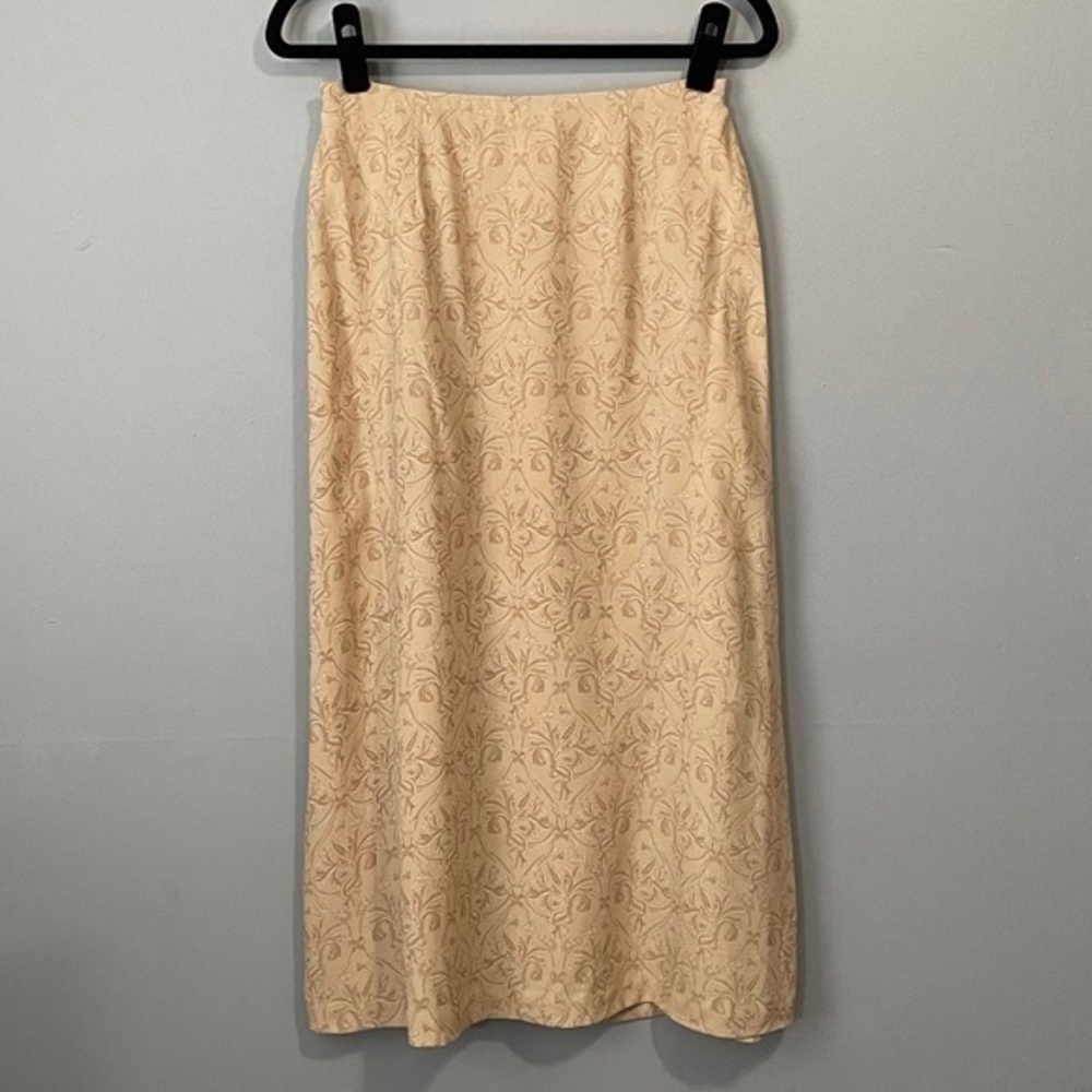 Vintage 100% Silk Talbots Baroque Midi Slip Skirt tag 6, 4 fit (S) EUC